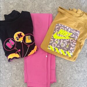 Nike Black and Mustard Tees with Pink Leggings